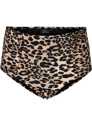 Bikiniunderdel med hög midja och leopardmönster, Leopard Print, Packshot image number 0