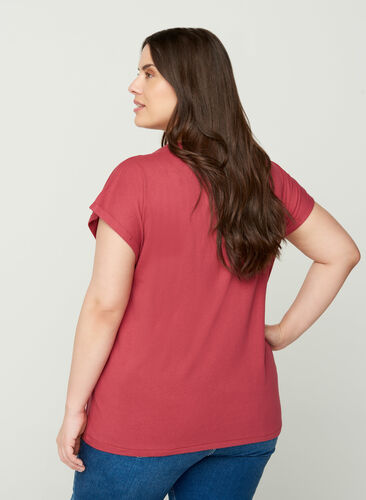 Kortärmad t-shirt i bomull, Earth Red, Model image number 1