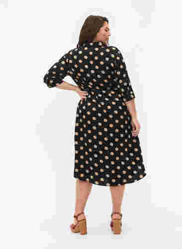 FLASH - Skjortklänning med tryck, Black Brown Dot, Model image number 1