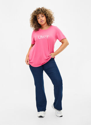 T-shirt från FLASH med tryck, Hot Pink Amour, Model image number 2