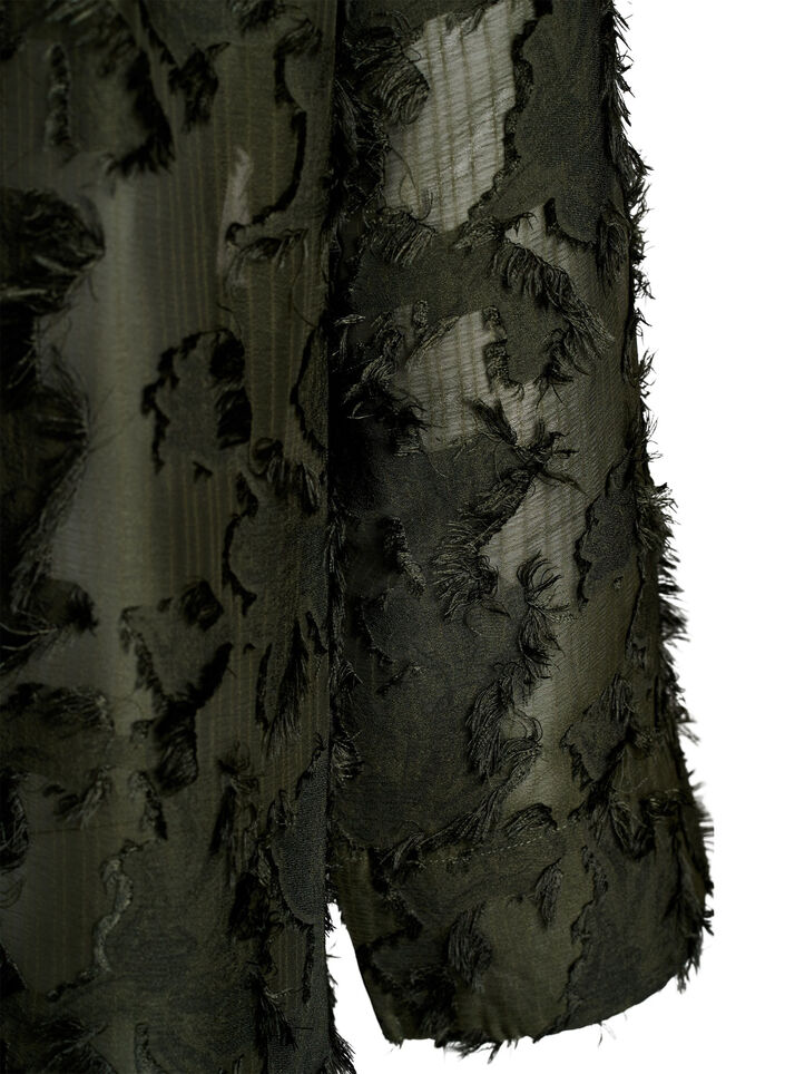 Kl&auml;nning med franstr&aring;dar och textur, Gr&ouml;n, Packshot image number 3