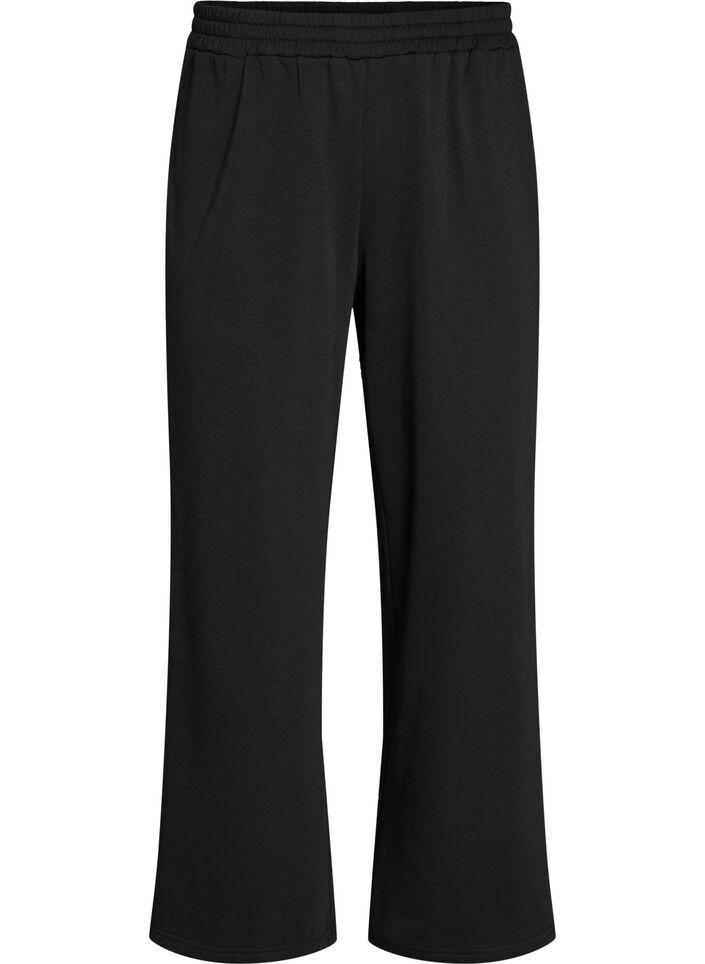 Sweatpants med h&ouml;g midja och vida ben, Svart, Packshot image number 0