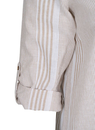 Randig klänning i bomull och linne, White Taupe Stripe, Packshot image number 3