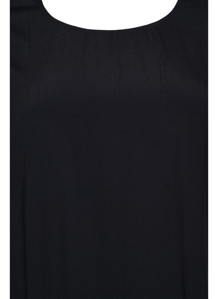 Enf&auml;rgad viskosblus med liten puff&auml;rm, Black, Packshot image number 2