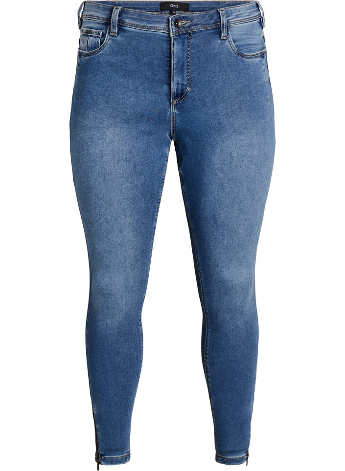 Croppade Amy jeans med dragkedja, Bl&aring;, Packshot image number 0