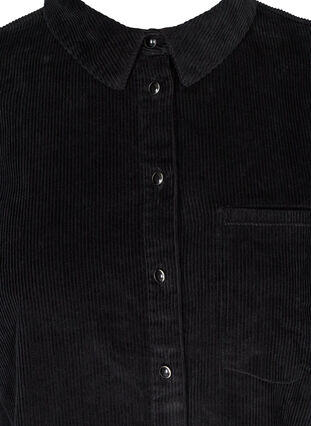 Långärmad skjortklänning i sammet, Black, Packshot image number 2