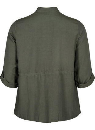 Skjorta i linneblandning med fickor, Thyme, Packshot image number 1