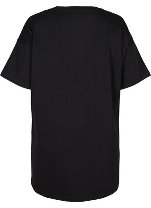 Lång t-shirt i bomull, Black, Packshot image number 1