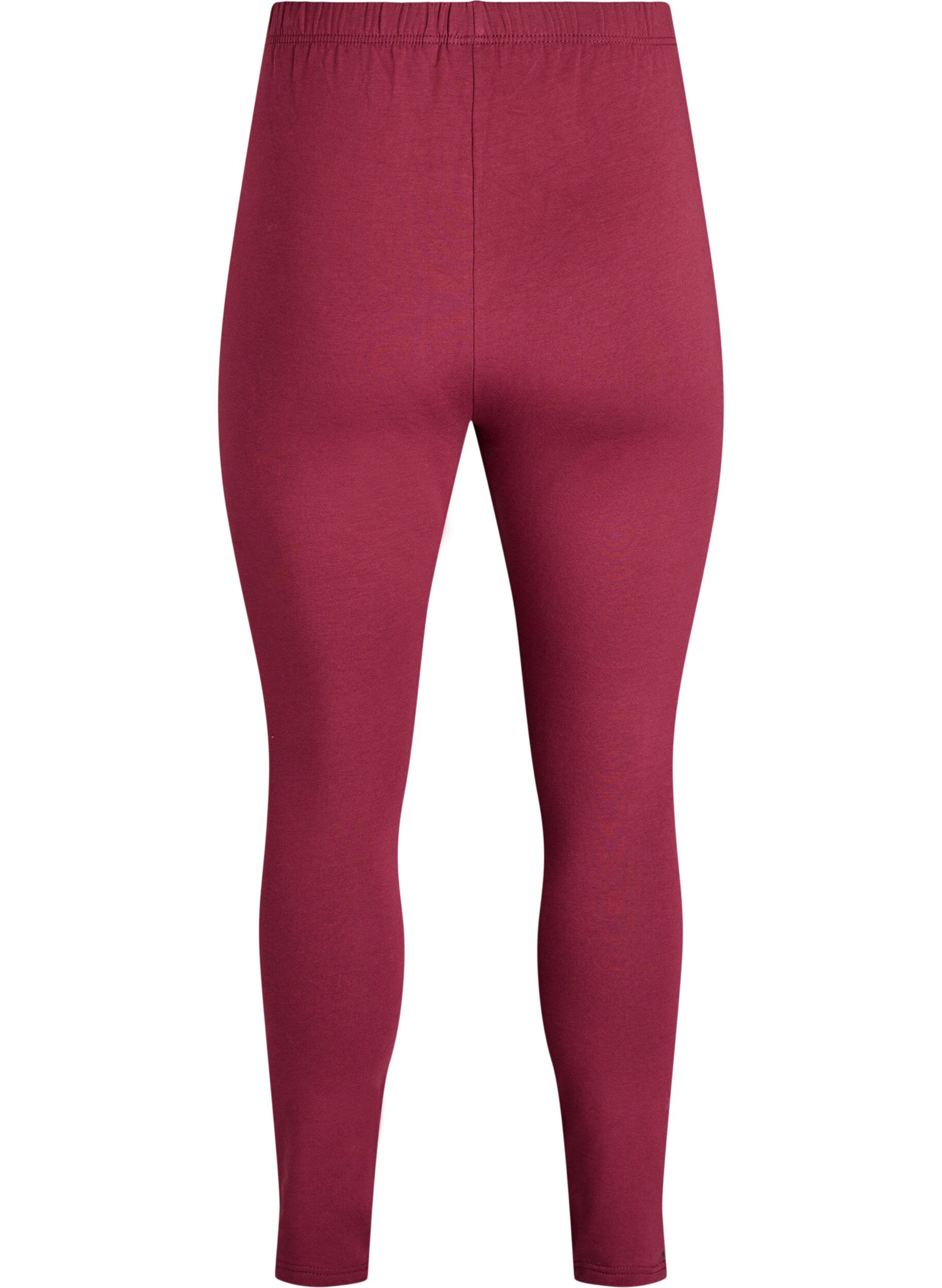 ZizziLeggings i bomull med foder, M&ouml;rk Bordeaux, Packshot image number 1