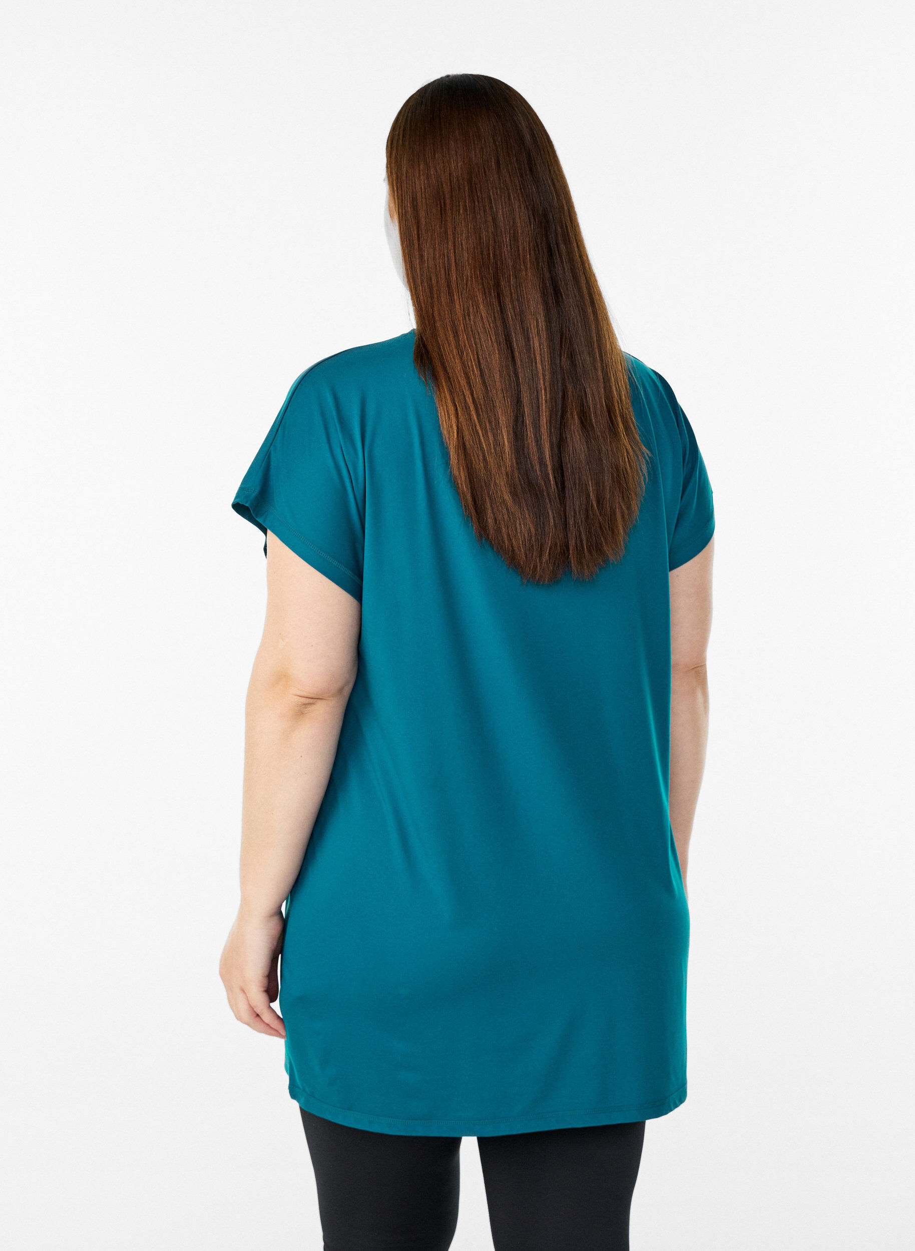 Zizzi L&aring;ng tr&auml;ningst-shirt, Gr&ouml;n, Model image number 2