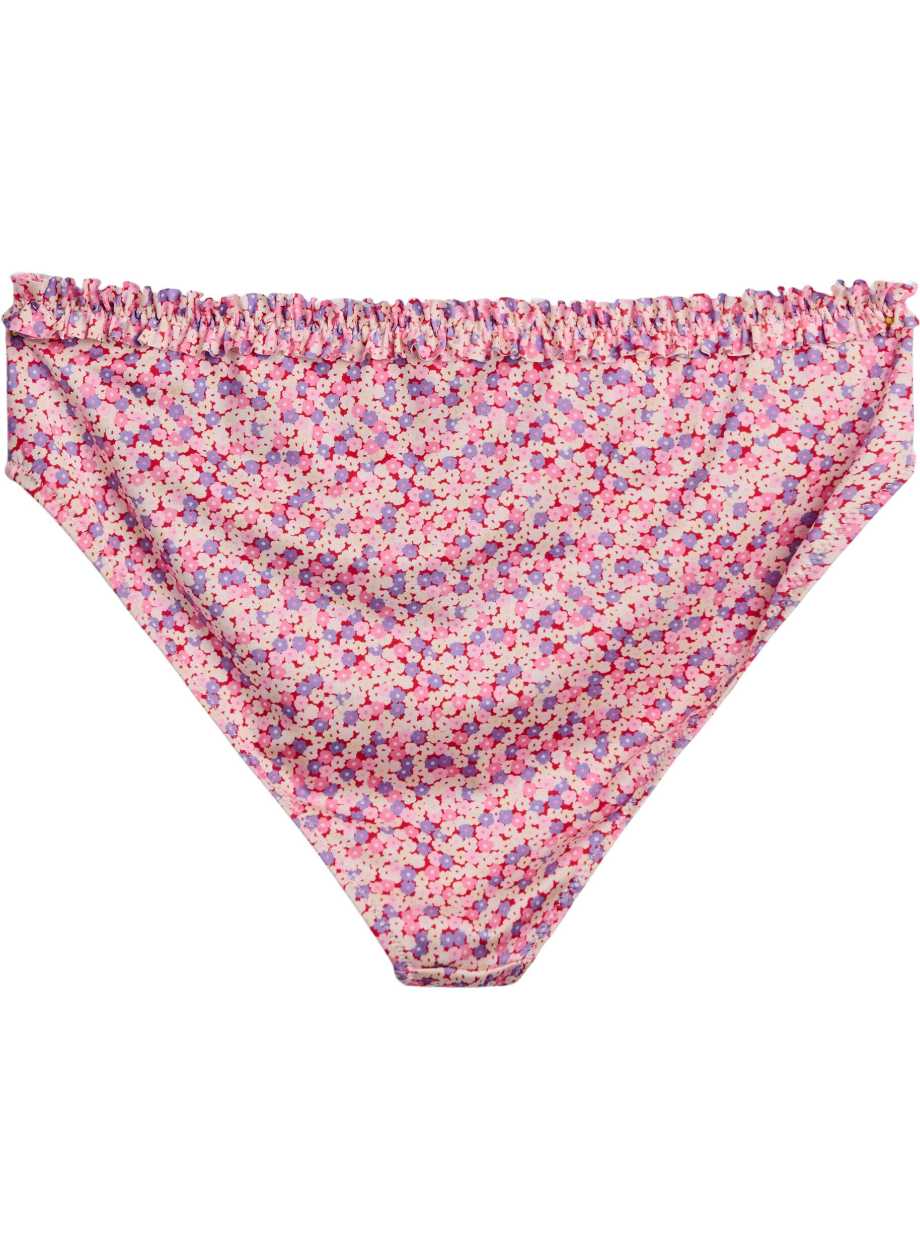 Zizzi Randig tai-bikinitrosa med rynkad kant, Rosa, Packshot image number 1