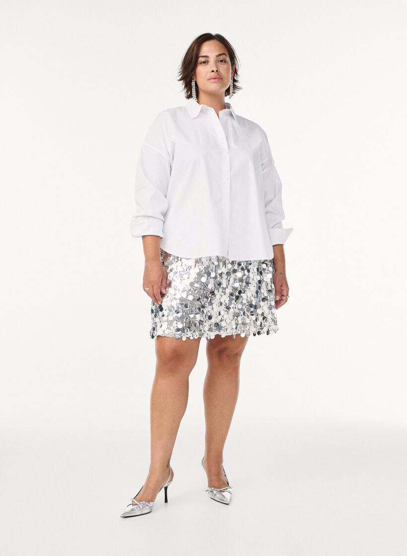 Klassisk skjorta i bomull med lös passform, Vit, Model image number 1