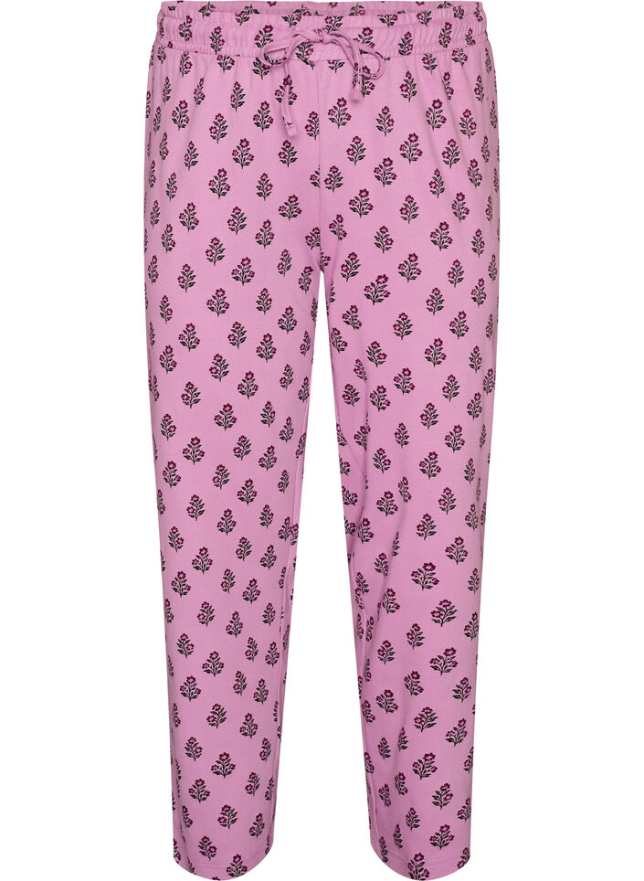 Pyjamasbyxor i bomull med h&ouml;g midja, Rosa, Packshot image number 0