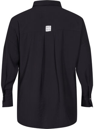 Enfärgad viskosskjorta med långa ärmar, Black, Packshot image number 1