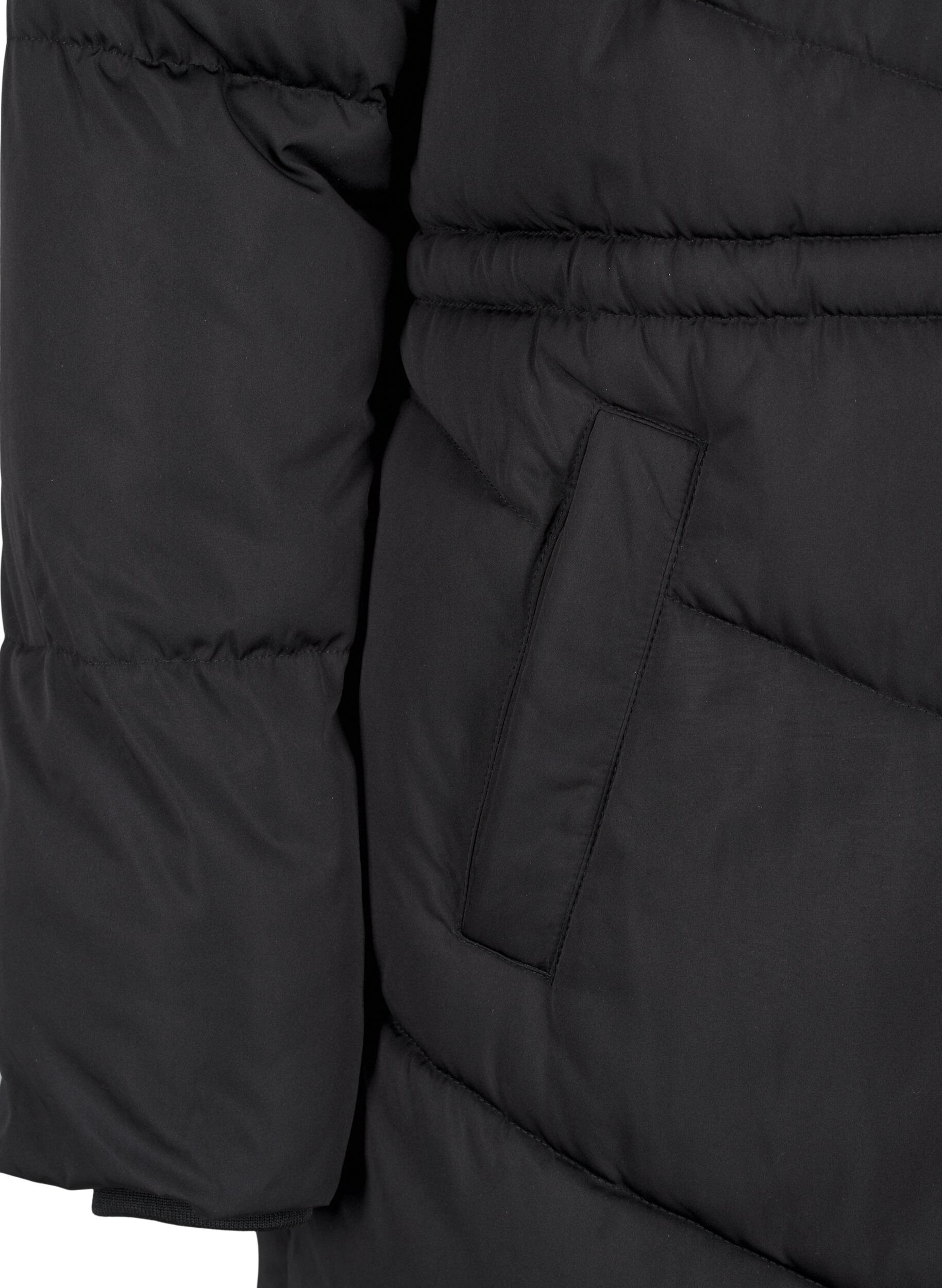 Zizzi Medell&aring;ng pufferjacka med huva, Black, Packshot image number 3