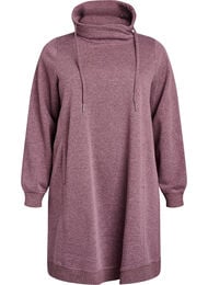 Kort sweatshirtkl&auml;nning med h&ouml;g krage och fickor, R&ouml;d