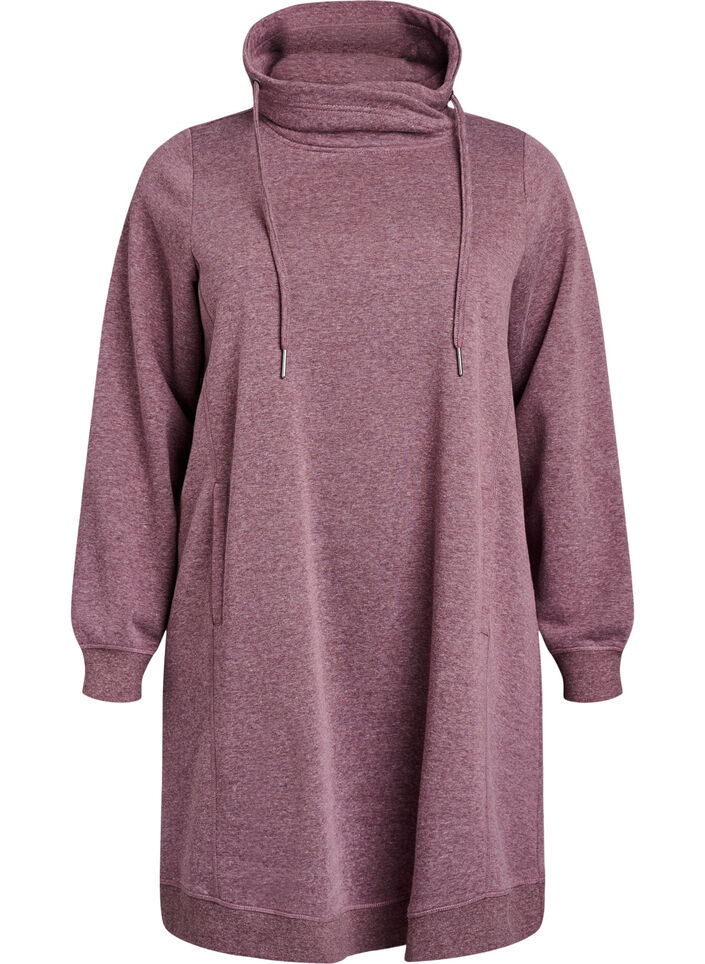 Kort sweatshirtkl&auml;nning med h&ouml;g krage och fickor, R&ouml;d, Packshot image number 0