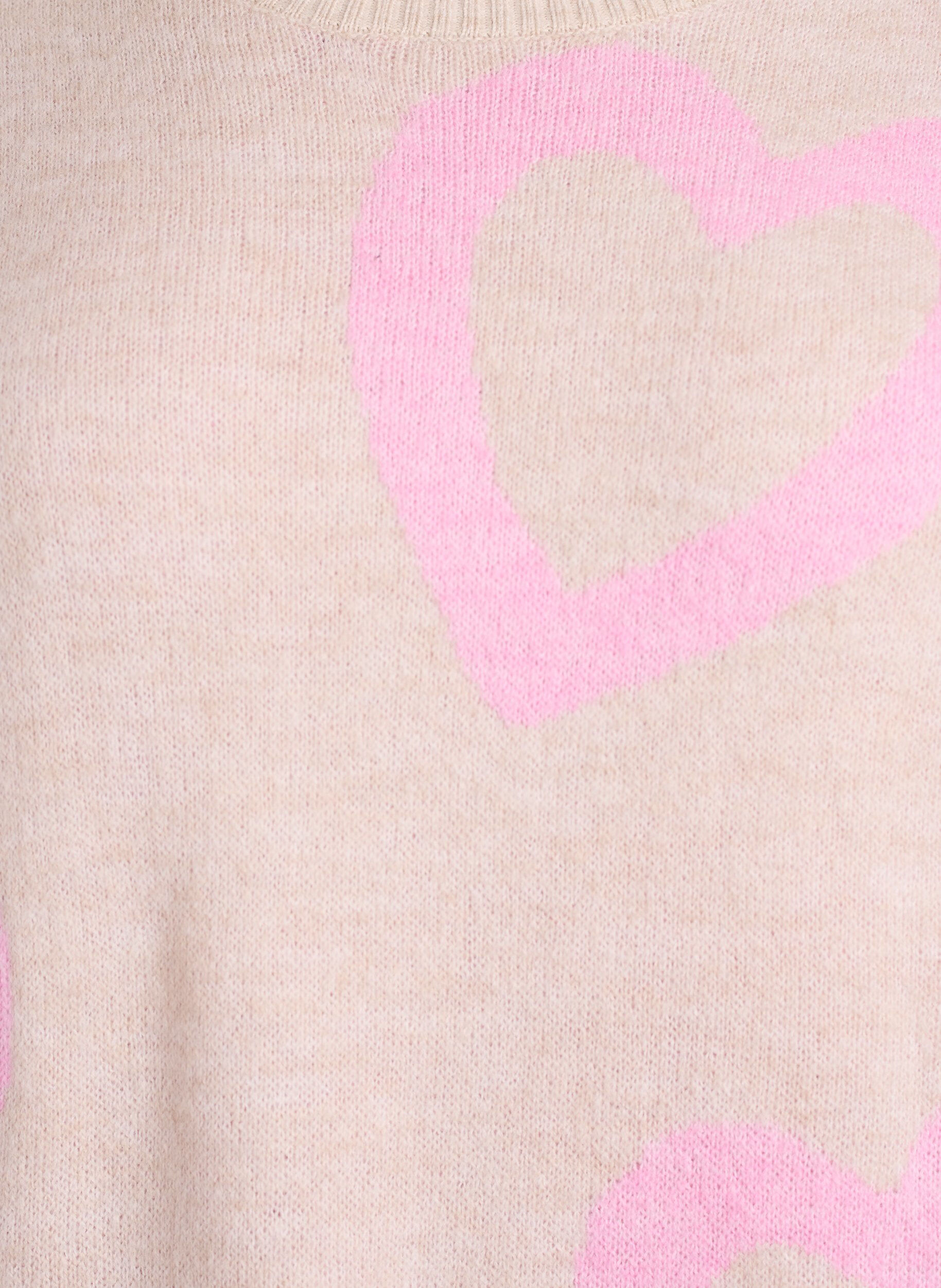 Zizzi Stickad blus med stora hj&auml;rtan och rund halsringning, Beige, Packshot image number 2