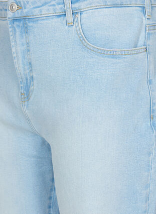 Croppade Mille jeans med mom fit och broderi, Light blue denim, Packshot image number 2
