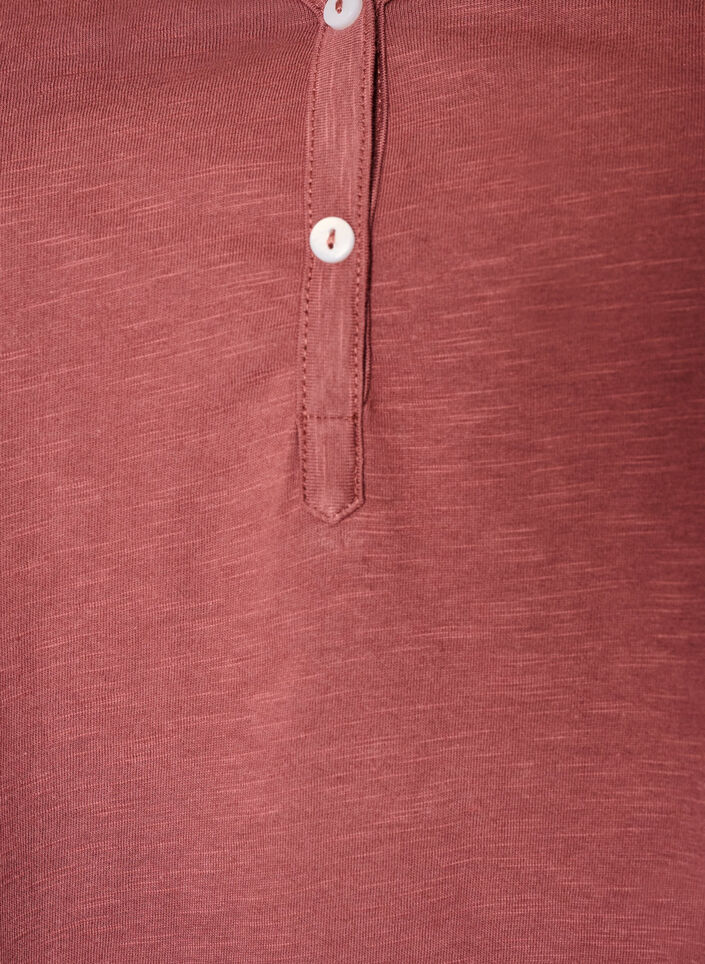 T-shirt med knappdetalj, Brun, Packshot image number 2