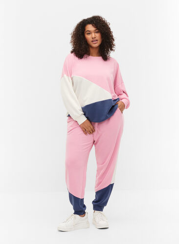 Sweatpants med colour-block, C. Pink C. Blocking, Model image number 0