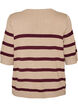 Randig stickad topp med korta &auml;rmar, Beige, Packshot image number 1