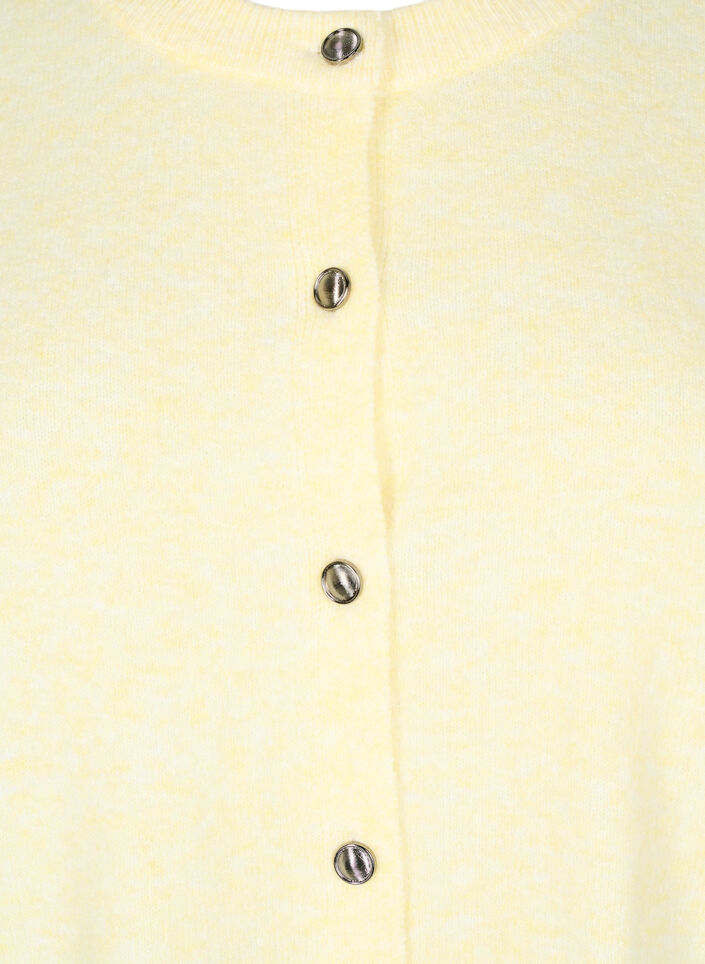 Stickad kofta med korta ärmar, Gul, Packshot image number 2