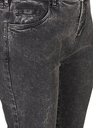 Cropped mom jeans med hög midja, Black acid washed, Packshot image number 2