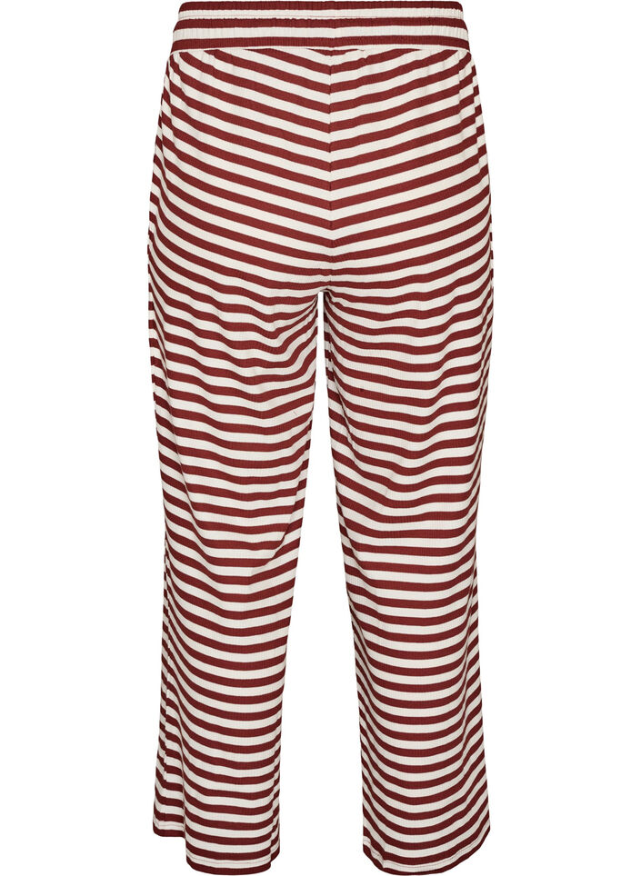 Randiga pyjamasbyxor med h&ouml;g midja och vida ben, R&ouml;d, Packshot image number 1