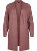 FLASH - Ribbstickad cardigan med slitsar, Rose Brown Melange, Packshot image number 0
