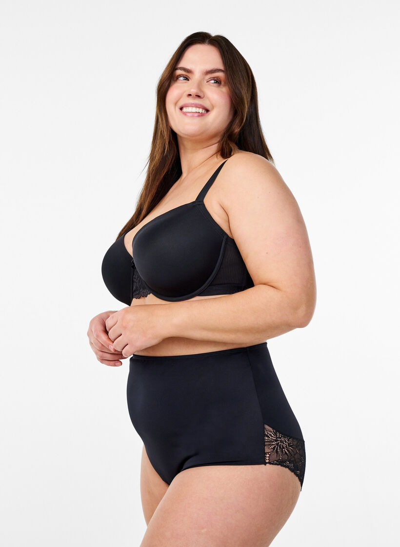 Shapingtrosa i mikrofiber med superhög midja, Svart, Model image number 0