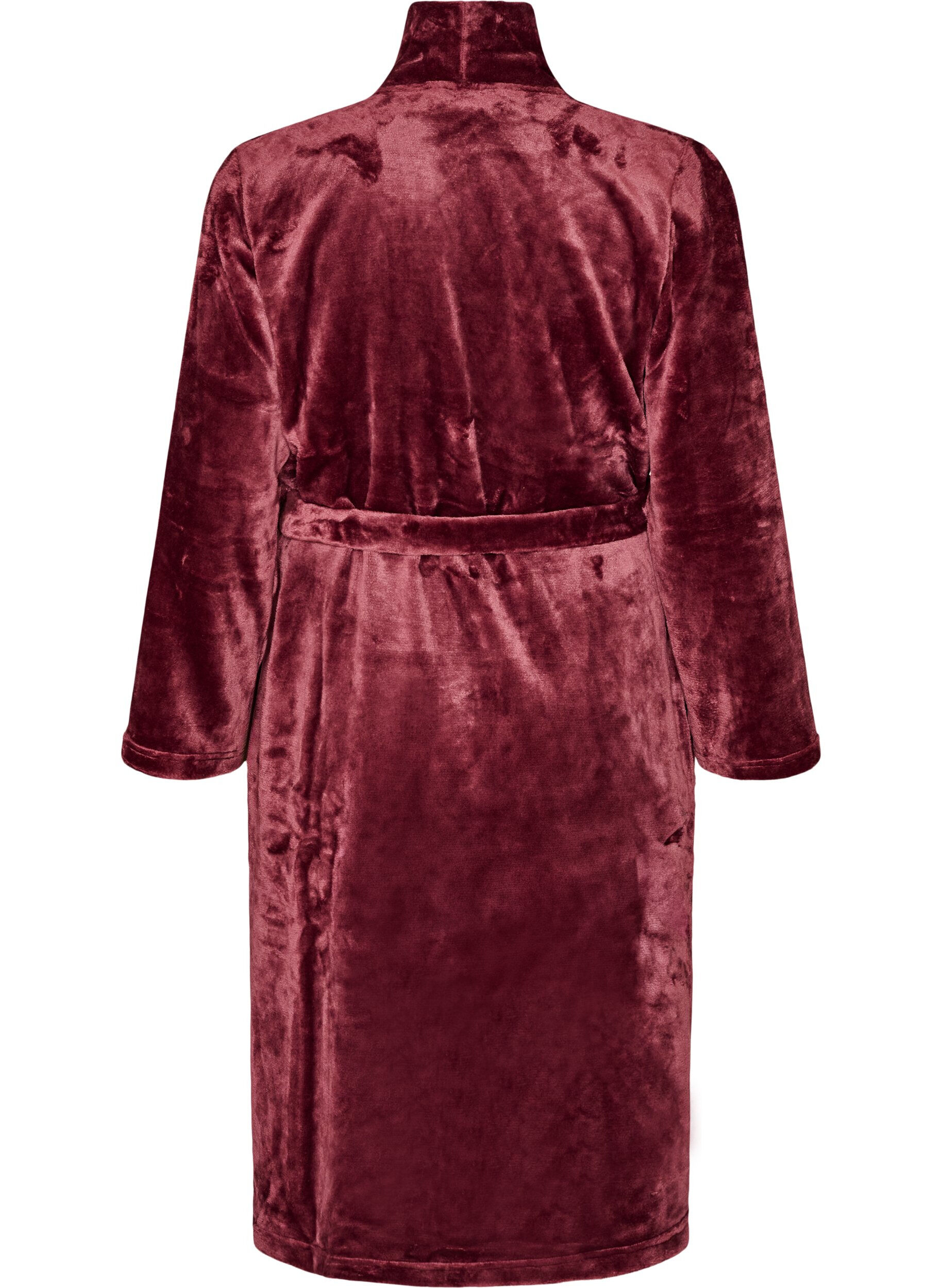 ZizziMorgonrock i mjuk velour med fickor, R&ouml;d, Packshot image number 1