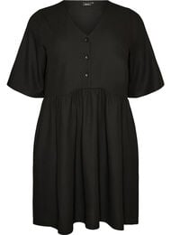 Kl&auml;nning med ribbad textur och empirsk&auml;rning, Svart