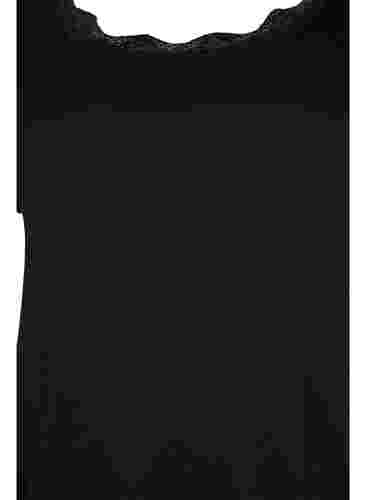 Kortärmad sovtröja med spetskant, Black, Packshot image number 2