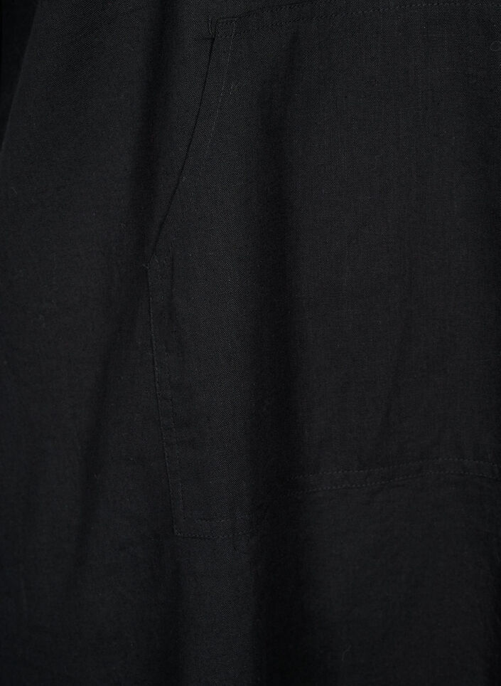 Huvklänning i bomullsblandning med linne, Black, Packshot image number 3