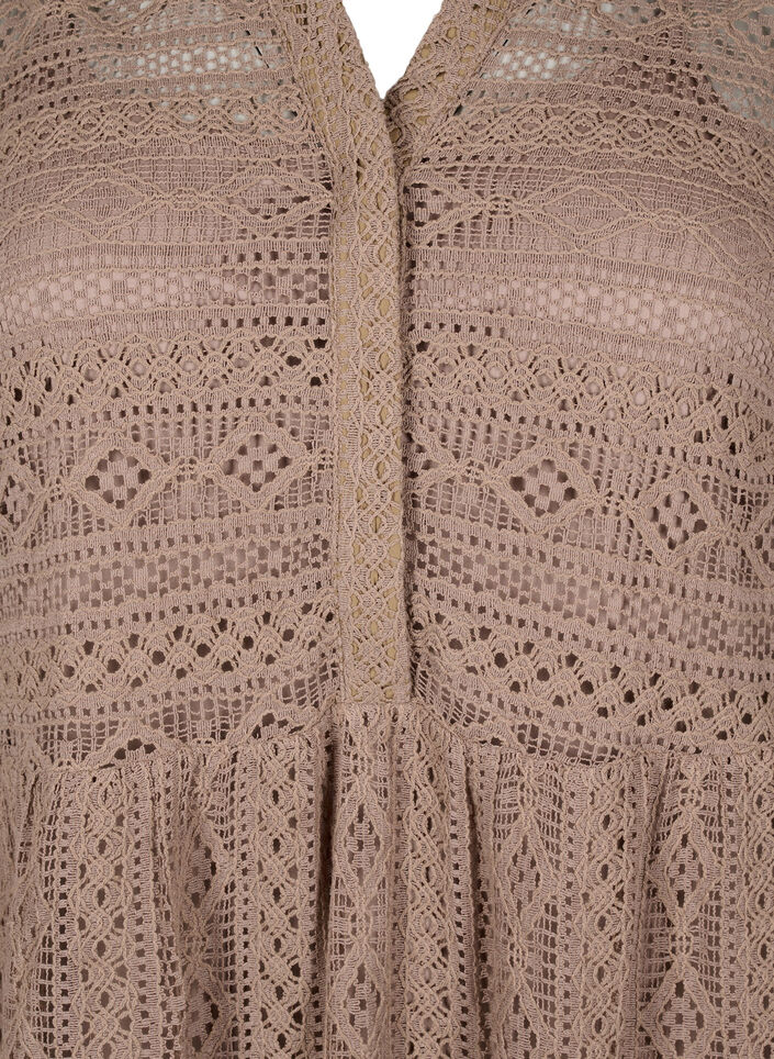 Kort spetsklänning med trekvartsärmar, Fossil , Packshot image number 2