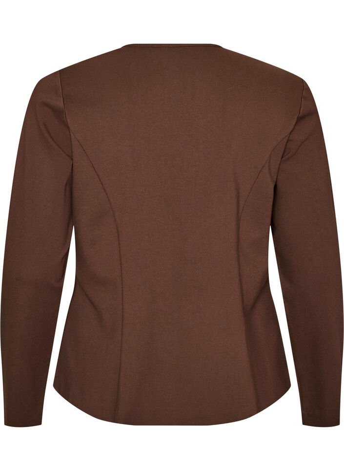 Figurn&auml;ra cardigan i jersey med dekorativa knappar, Brun, Packshot image number 1