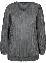 Glittrig tunika med smock, Black w. Silver