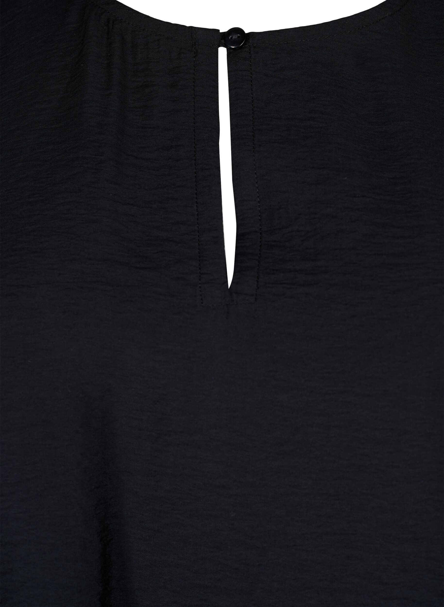 Zizzi Kort&auml;rmad blus i viskos, Black, Packshot image number 2