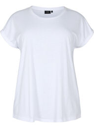 Kortärmad t-shirt i bomullsmix, Bright White, Packshot