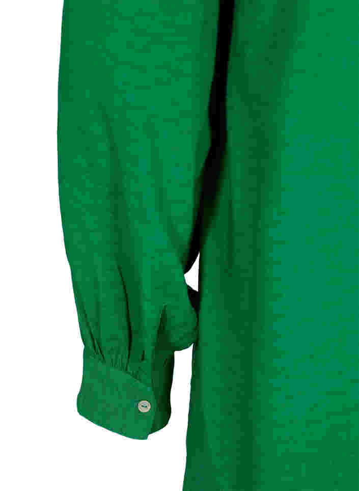 Långärmad blus i viskos med skjortkrage, Jolly Green, Packshot image number 3