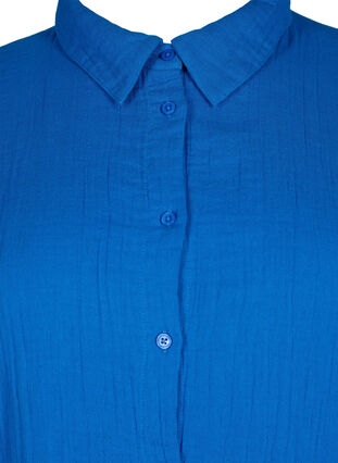 Skjorta med krage av bomullsmuslin, Victoria blue, Packshot image number 2