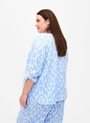 Mönstrad skjorta med linne, Serenity AOP, Model image number 1