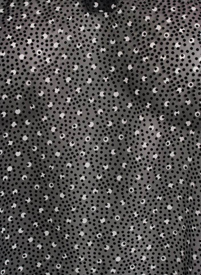 Chiffontunika med sammetprickigt mönster, Svart, Packshot image number 2