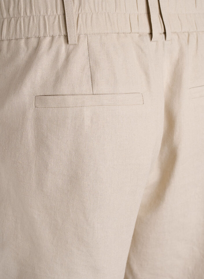Bermudashorts med h&ouml;g midja i linne och viskos, Beige, Packshot image number 3