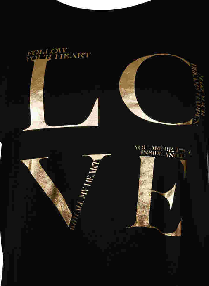 Kortärmad t-shirt i bomull med tryck , Black Love, Packshot image number 2