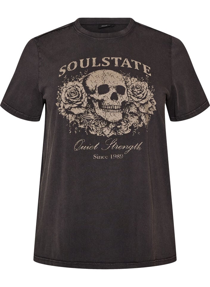 T-shirt i ekologisk bomull med grafiskt tryck, Beige, Packshot image number 0