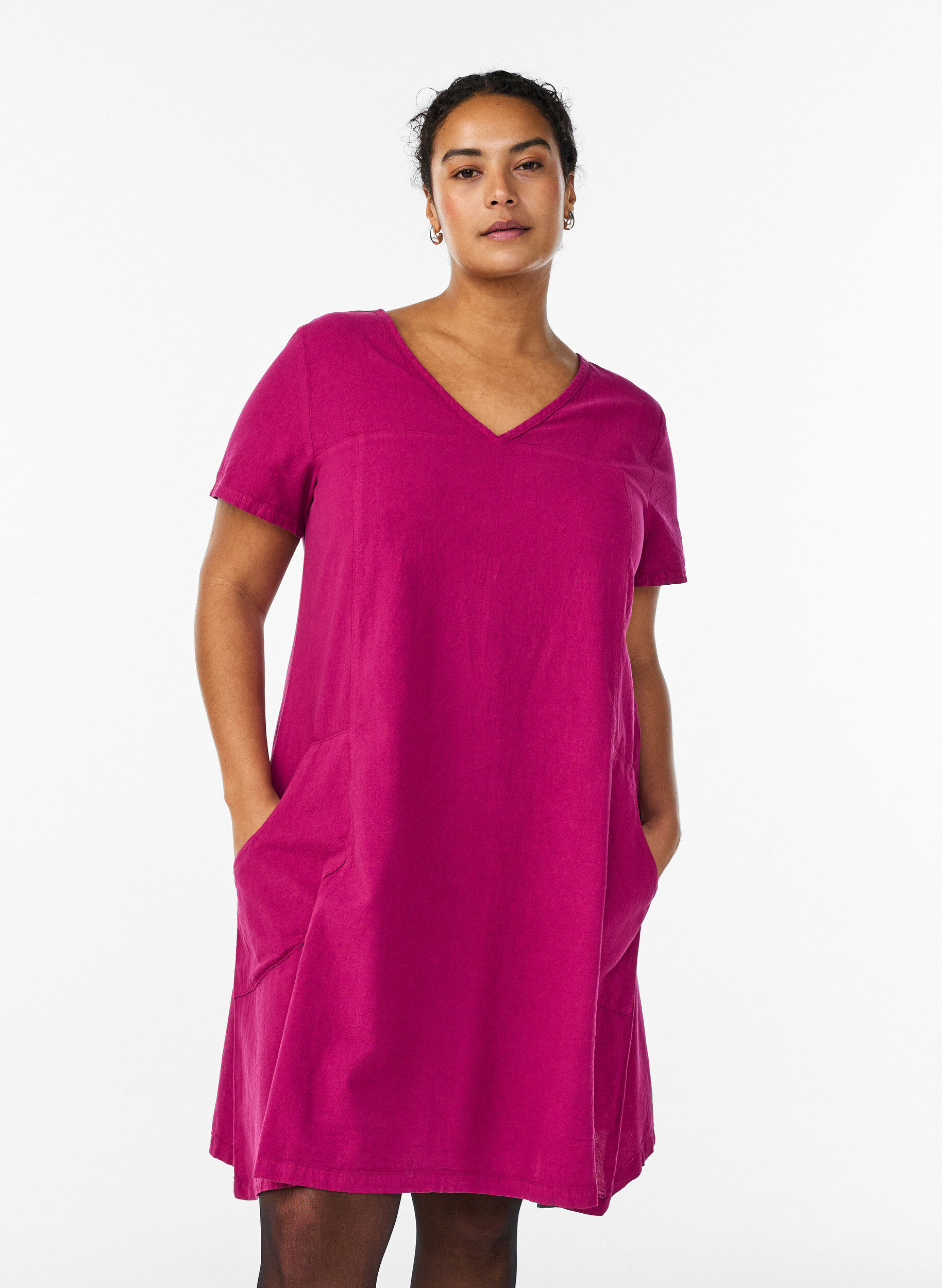 ZizziKort&auml;rmad kl&auml;nning i bomull, R&ouml;d, Model image number 0