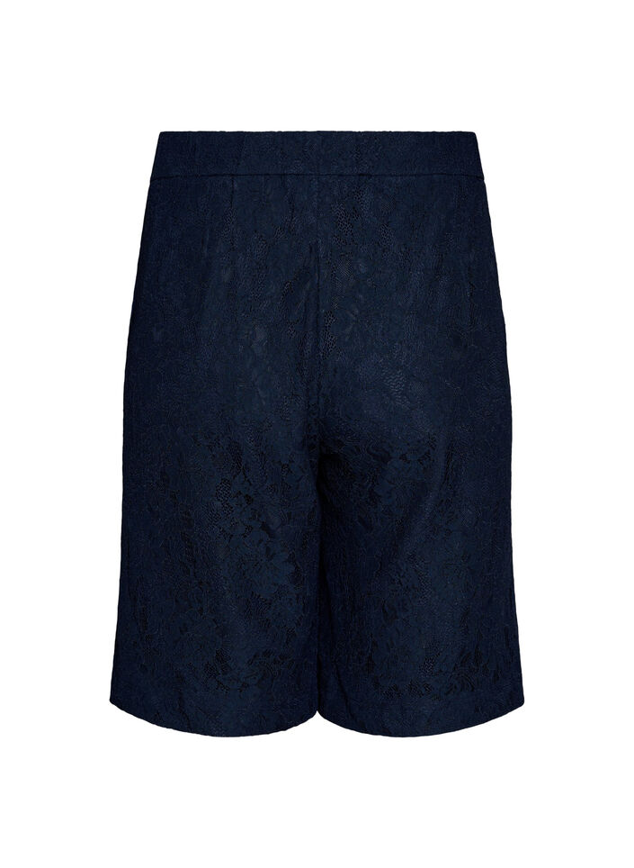 Bermudashorts i spets med h&ouml;g midja, Bl&aring;, Packshot image number 1