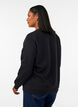 Sweatshirt med rosentryck och strass, Svart, Model image number 2
